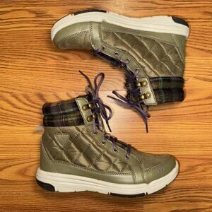 RYKA AURORA WOMEN'S QUILTED HIGH-TOP ANKLE BOOTIES GREEN SIZE 6.5M